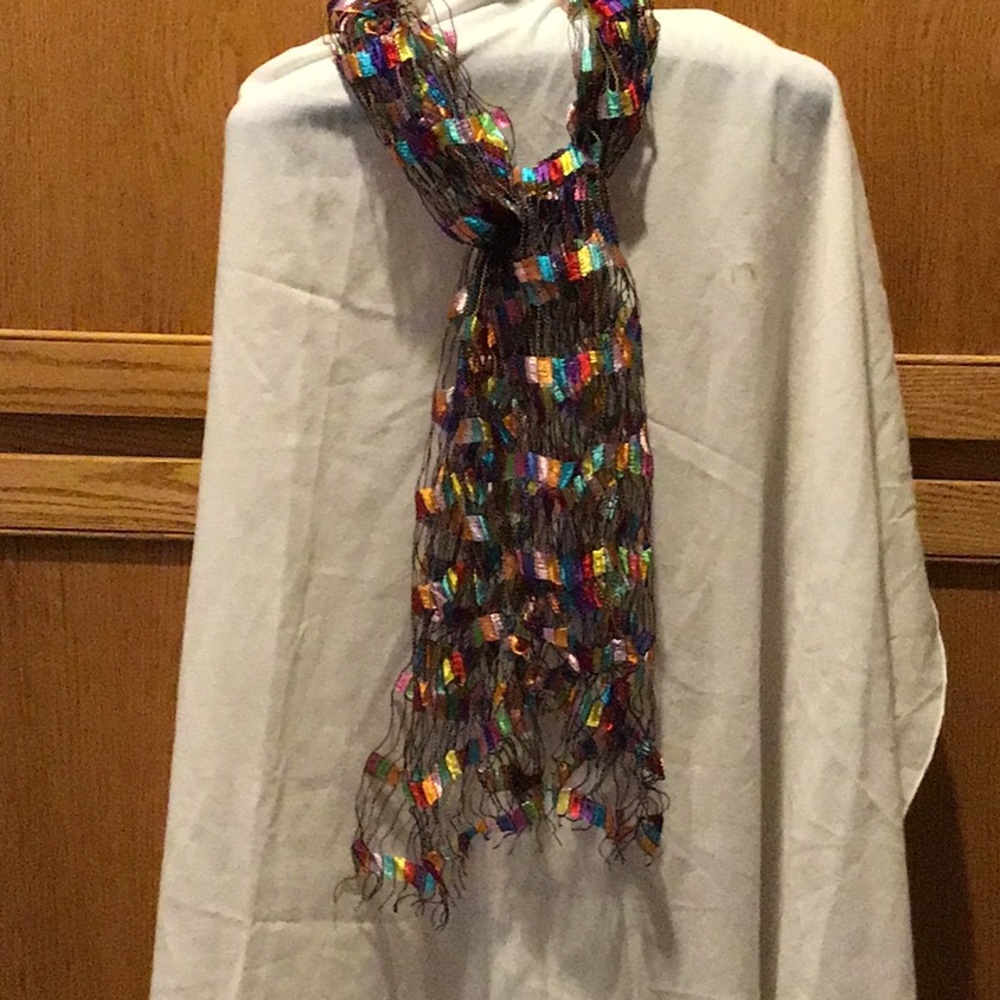 Burdock Rainbow Colored Embroidered Scarf